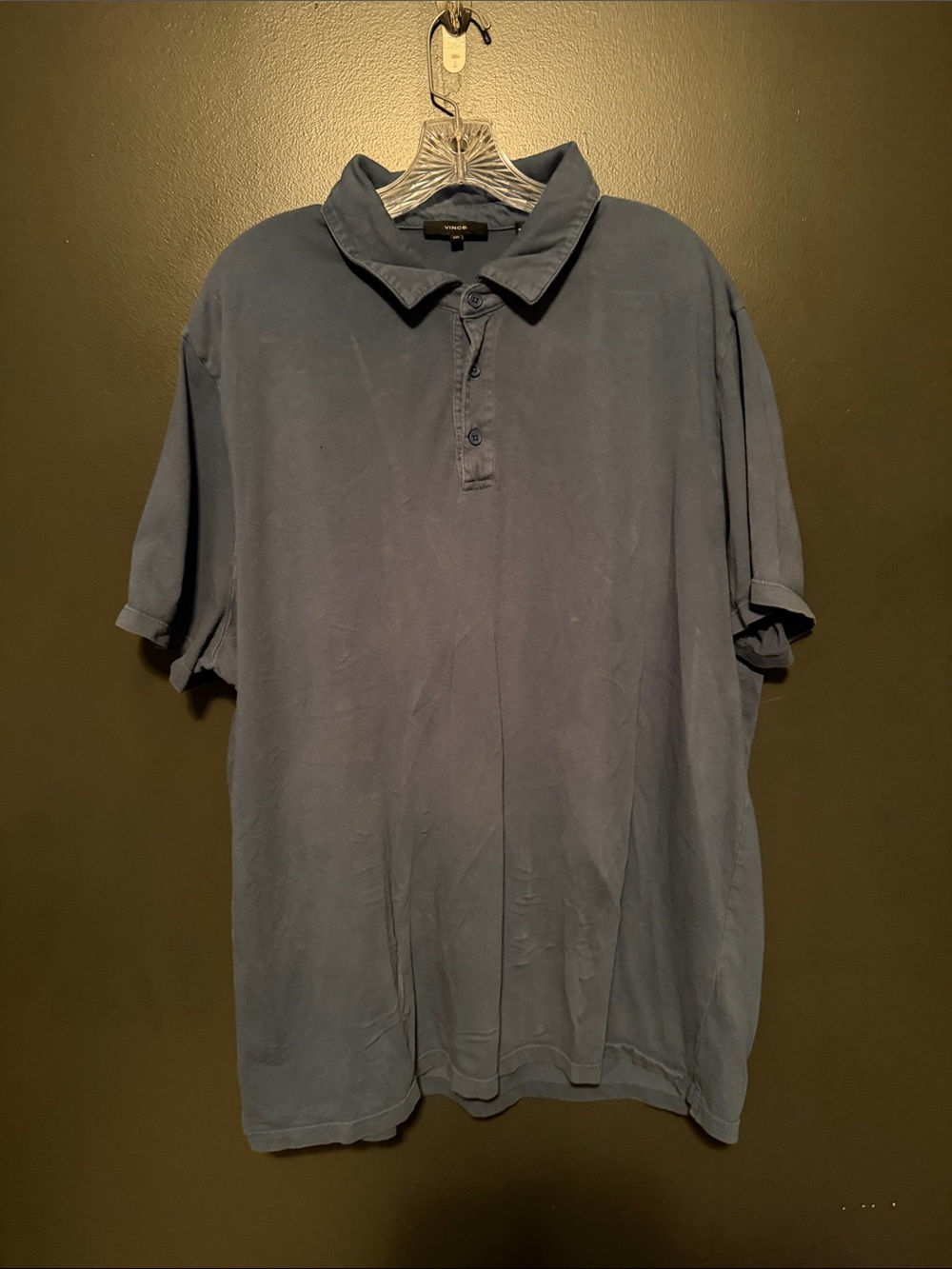 Vince Slate Blue Short-Sleeve Button-Down Shirt